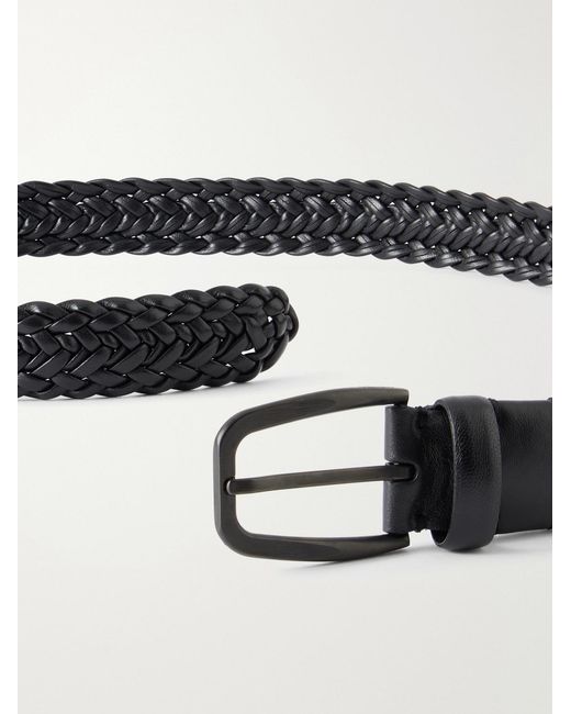 Zegna Black 3.2cm Braided Leather Belt for men