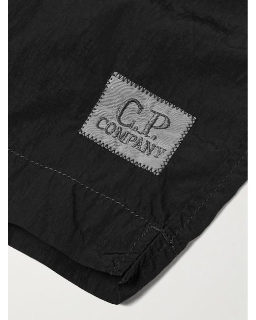 C P Company Black Slim-fit Mid-length Logo-appliquéd Swim Shorts for men