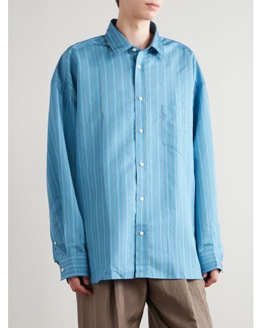Acne Blue Soffia Oversized Striped Lyocell-Blend Shirt for men