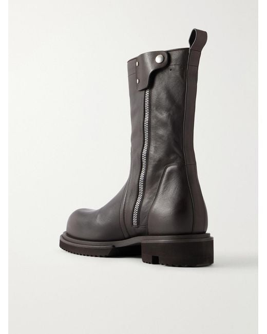 Rick Owens Black Creeper Gabe Washed Leather Lace-Up Boots for men