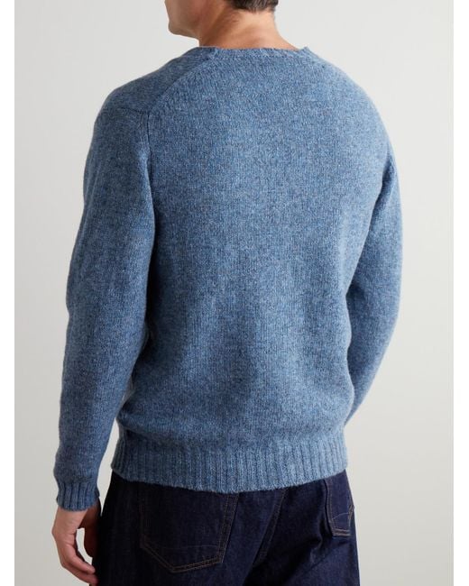 William Lockie Blue Shetland Wool Cardigan for men