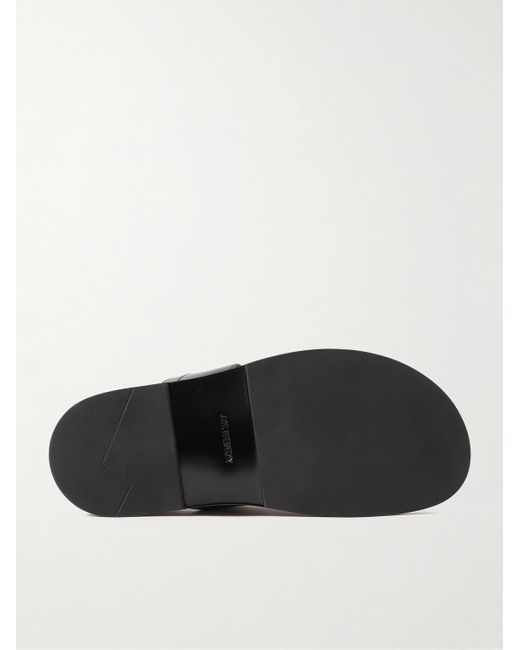J.M. Weston Black Leather Slides for men