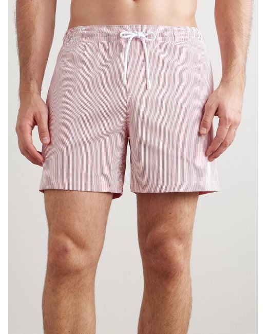 Loro Piana Pink Daneu Straight-Leg Mid-Length Striped Swim Shorts for men