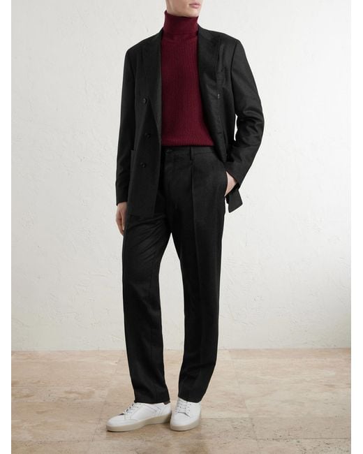Canali Black Kei Double-Breasted Wool Blazer for men