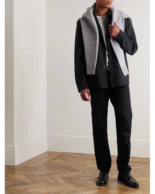Mr P. Black Wool-Twill Overshirt for men