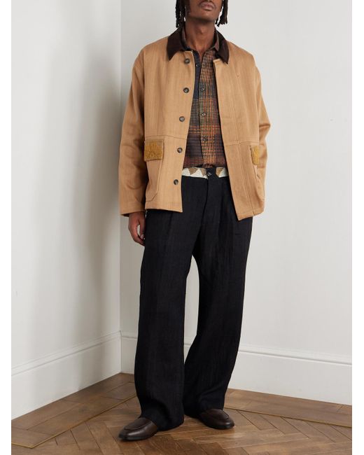 Kartik Research Brown Box Checked Silk Shirt for men