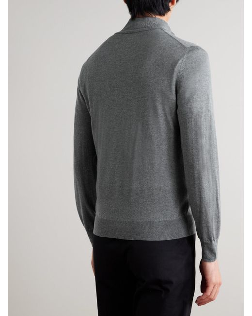 Canali Gray Wool Half-zip Sweater for men