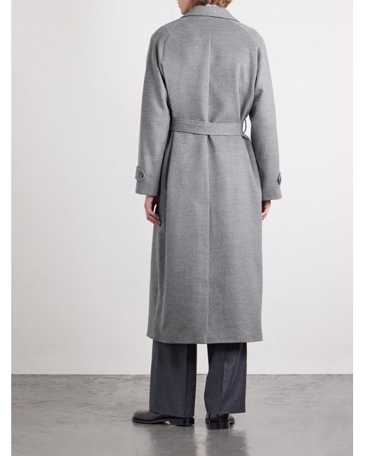 Saman Amel Gray Belted Wool Overcoat for men