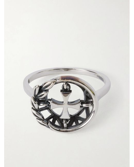 Enfants Riches Deprimes Metallic Wreath Cross Sterling Silver Ring for men