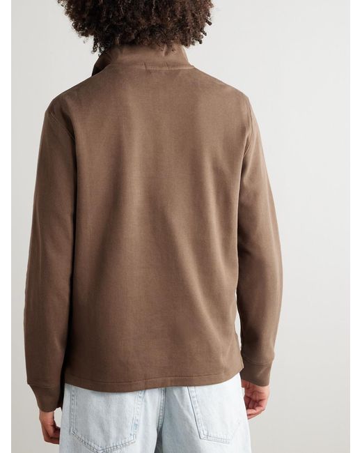 Polo Ralph Lauren Brown Logo-Embroidered Cotton-Jersey Half-Zip Sweatshirt for men