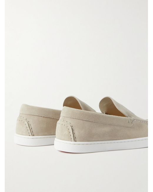 Christian Louboutin Natural Varsiboat Logo-Embossed Suede Loafers for men