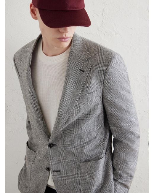 Canali Gray Prince Of Wales Wool Blazer for men