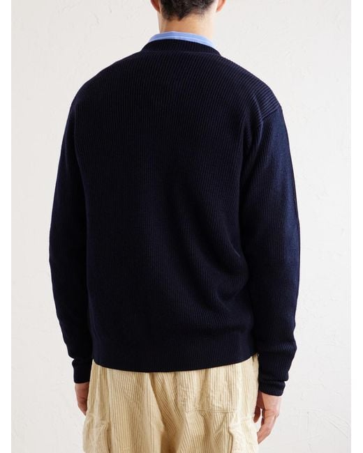 Barena Blue Virgin Wool Cardigan for men