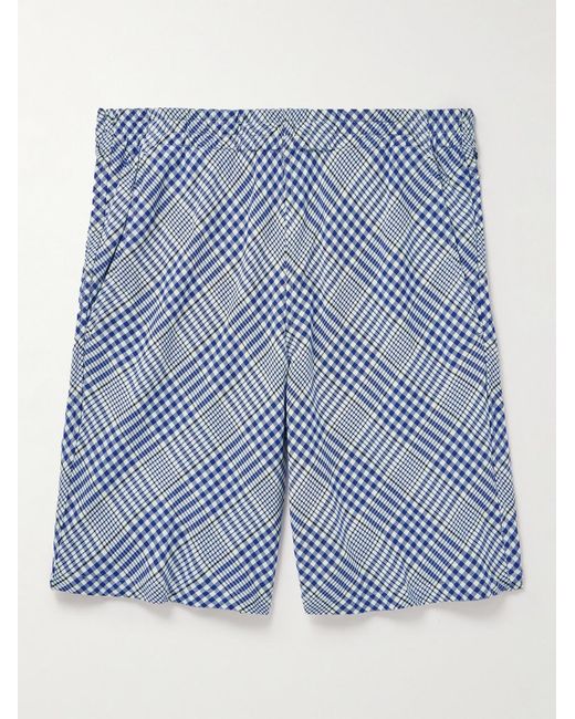 Noma T.D Blue Straight-Leg Checked Cotton Shorts for men