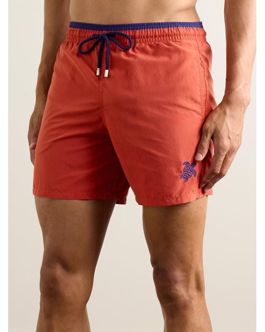 Vilebrequin Red Moka Straight-Leg Mid-Length Econyl Swim Shorts for men