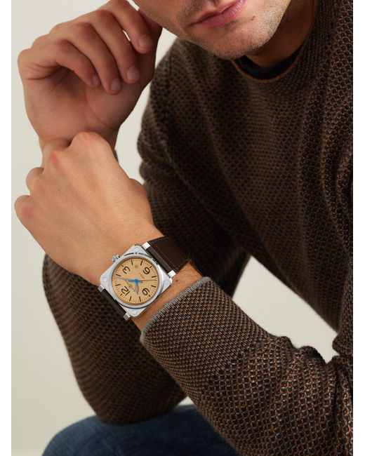 Bell & Ross Black Br 03 Copper Automatic 41Mm Steel And Leather Watch, Ref. No. Br03A-Gb-St/Sca for men