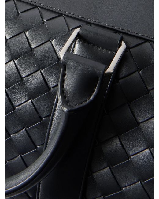 Bottega Veneta Black Intrecciato Leather Weekend Bag for men