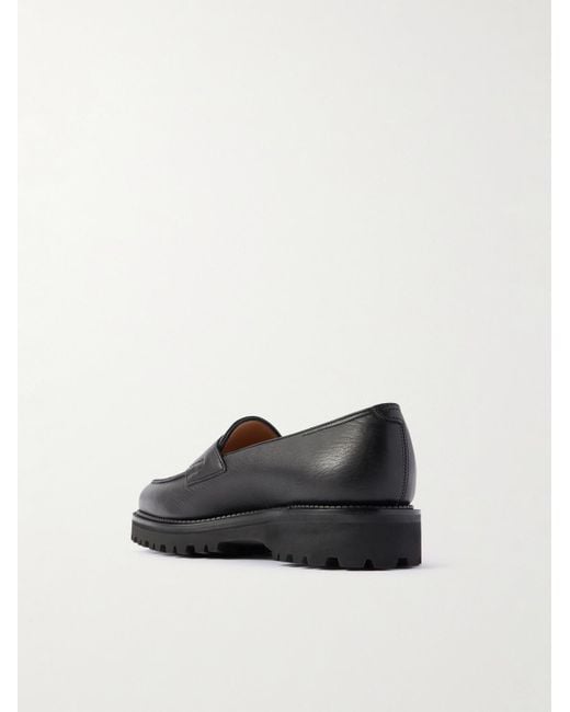 John Lobb Black Lopez New Standard Leather Penny Loafers for men