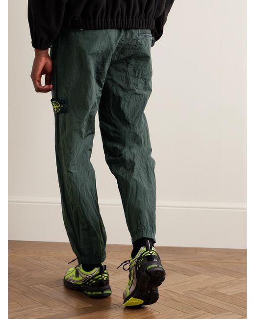 Stone Island Green Tapered Logo-appliquéd Econyl® Nylon Metal Trousers for men