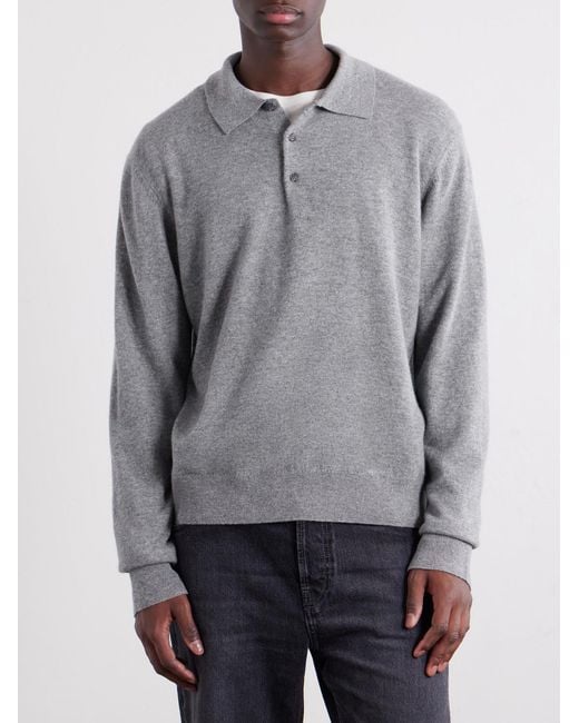 Nili Lotan Gray Jovan Cashmere Polo Shirt for men