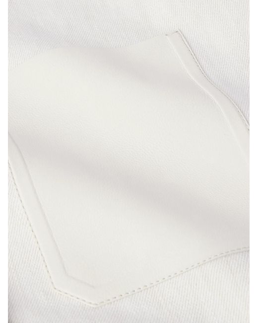 Zegna White Leather-trimmed Denim Overshirt for men