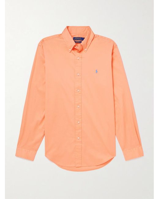 Polo Ralph Lauren Orange Logo-Embroidered Cotton Shirt for men