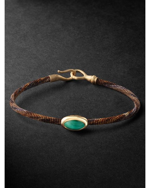 Ole Lynggaard Copenhagen Black Life, Malachite And Cord Bracelet for men
