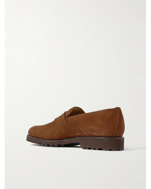 Majordome Brown M08 Suede Penny Loafers for men