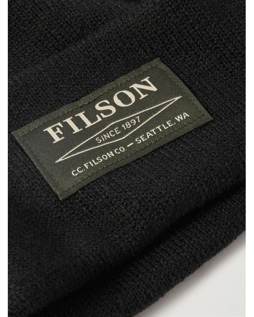 Filson Black Ballard Logo-appliquéd Ribbed-knit Beanie for men