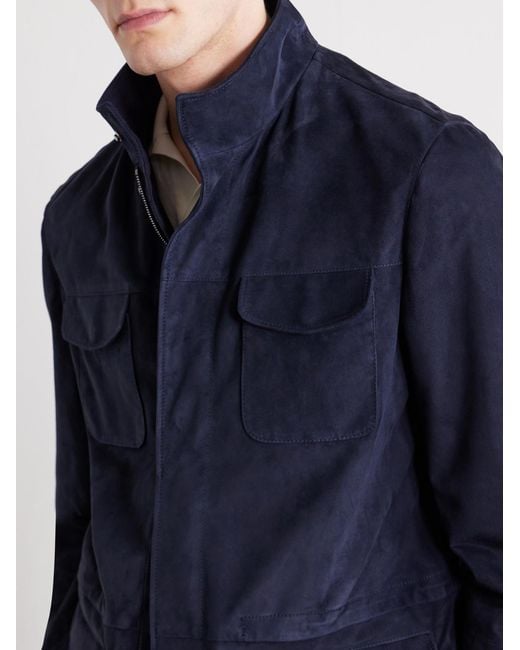 Thom Sweeney Blue Field Suede Jacket for men