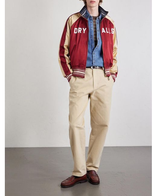 Human Made Red Reversible Logo-Appliquéd Cotton-Blend Satin Bomber Jacket for men