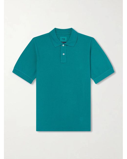 Drake's Blue Garment-dyed Cotton-piqué Polo Shirt for men