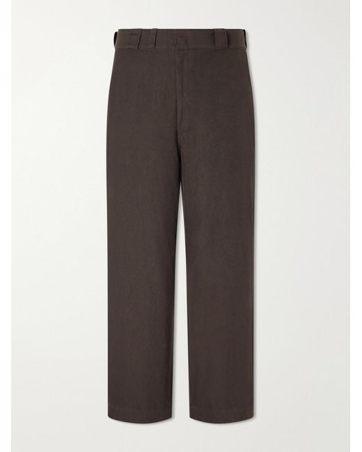 A.PRESSE Brown Straight-Leg Cotton And Silk-Blend Trousers for men