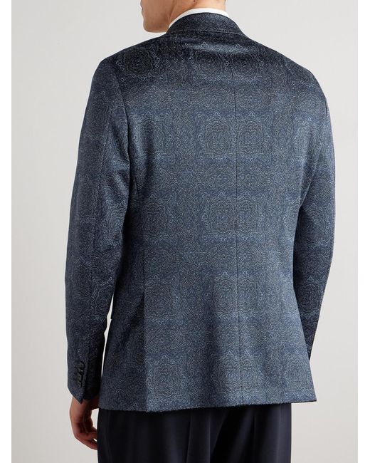 Etro Blue Roma Slim-fit Jacquard Blazer for men