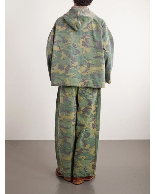 Needles Green Reversible Camouflage-Print Cotton-Twill Hooded Jacket for men