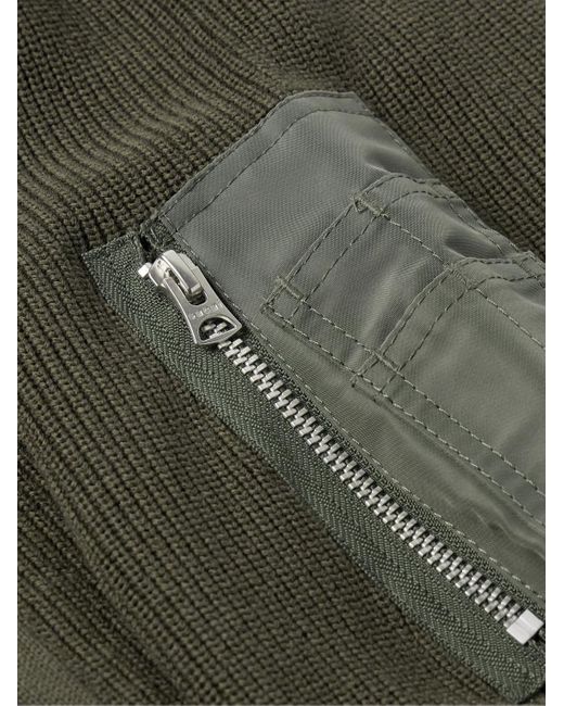 Cardigan in misto cotone con finiture in nylon di Sacai in Green da Uomo