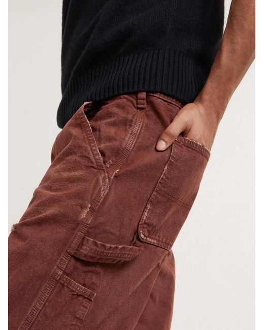 Enfants Riches Deprimes Red Paint Straight-leg Distressed Cotton-canvas Trousers for men