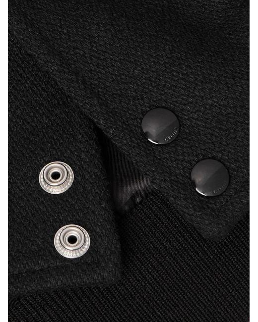 Céline Black Teddy Striped Colour-Block Leather-Trimmed Virgin Wool-Blend Varsity Jacket for men