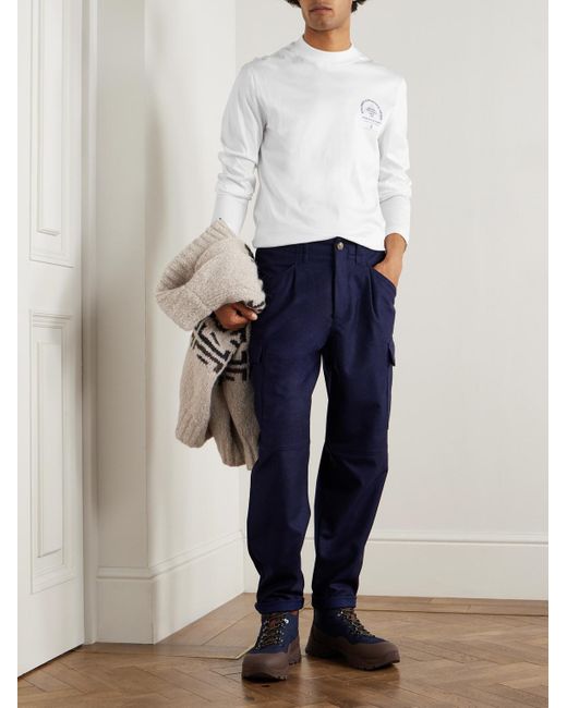 Brunello Cucinelli White Slim-Fit Logo-Print Cotton-Jersey T-Shirt for men
