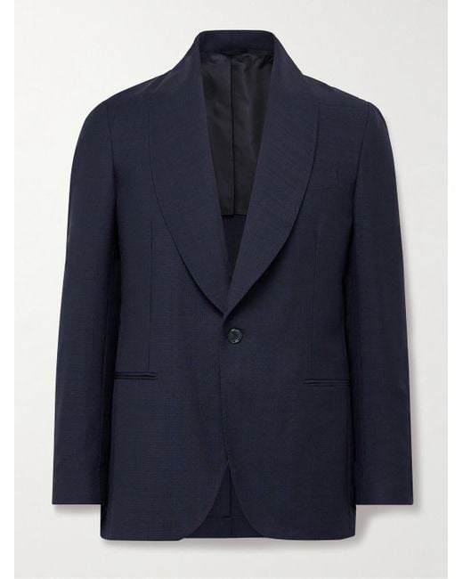 De Petrillo Blue Slim-fit Shawl-collar Virgin Wool And Mohair-blend Tuxedo Jacket for men