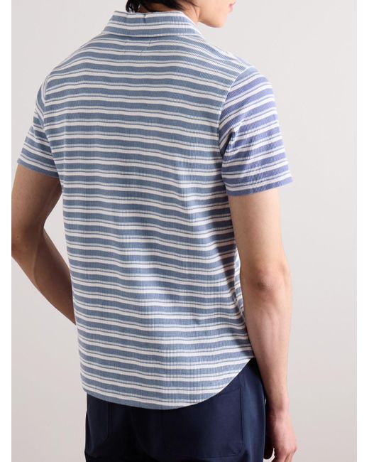 Oliver Spencer Blue Austell Striped Knitted Polo Shirt for men