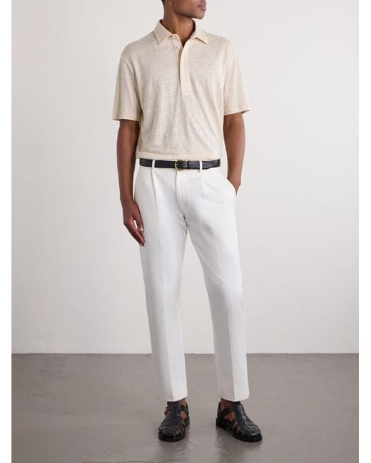 Ralph Lauren Natural Logo-Embroidered Linen-Jersey Polo Shirt for men