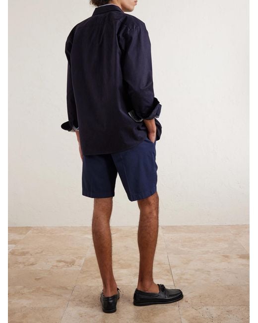 Boglioli Blue Straight-leg Cotton-blend Shorts for men
