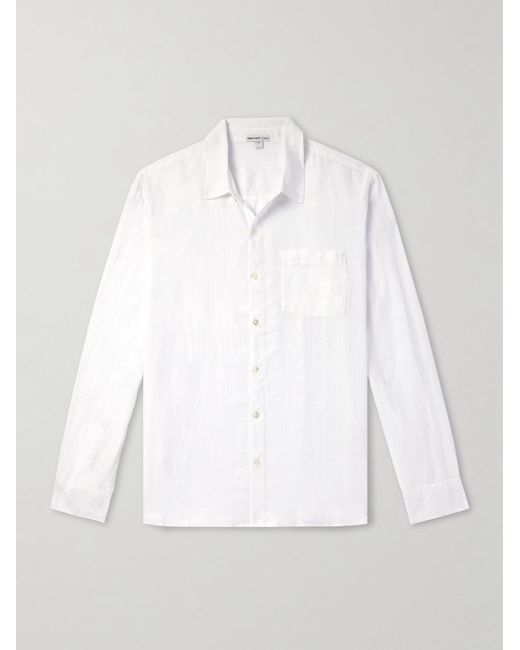 Camicia in lino tinta in capo di James Perse in White da Uomo
