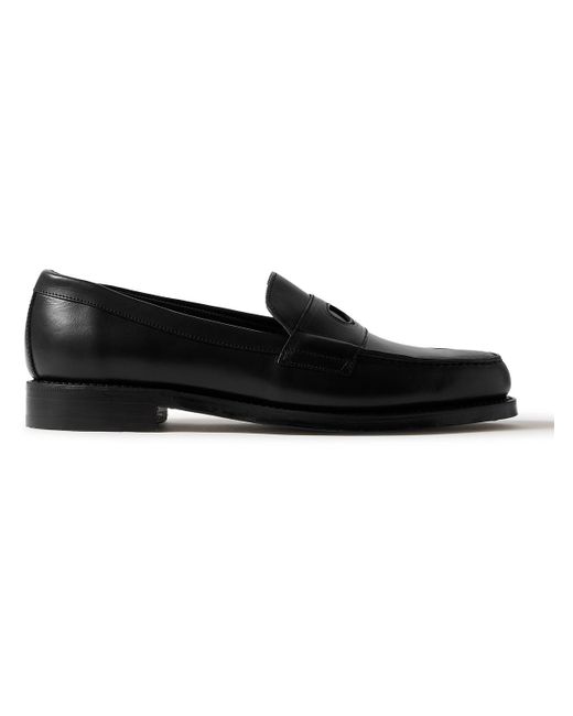 Drake's Black Charles Leather Penny Loafers for men