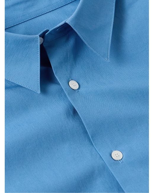 Maison Kitsuné Blue Logo-appliquéd Cotton-poplin Shirt for men
