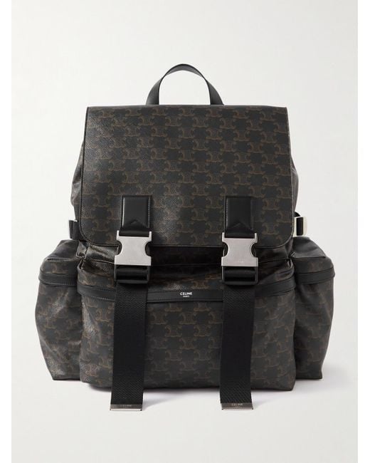 Céline Triomphe Rucksack aus beschichtetem Canvas mit Logoprint und Lederbesatz in Black für Herren