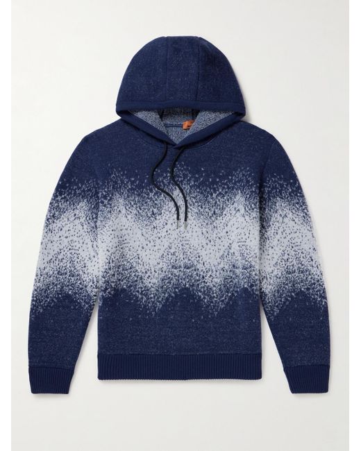 Missoni Blue Jacquard-knit Wool Hoodie for men