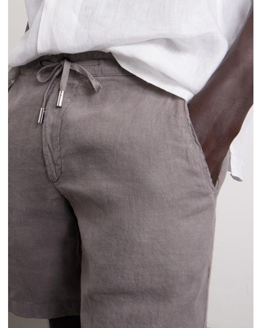 Mr P. Gray Straight-Leg Garment-Dyed Linen Drawstring Bermuda Shorts for men