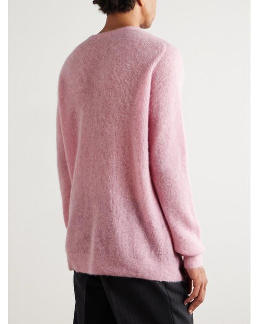 Auralee Pink Oversized Ribbed Alpaca-Blend Sweater for men